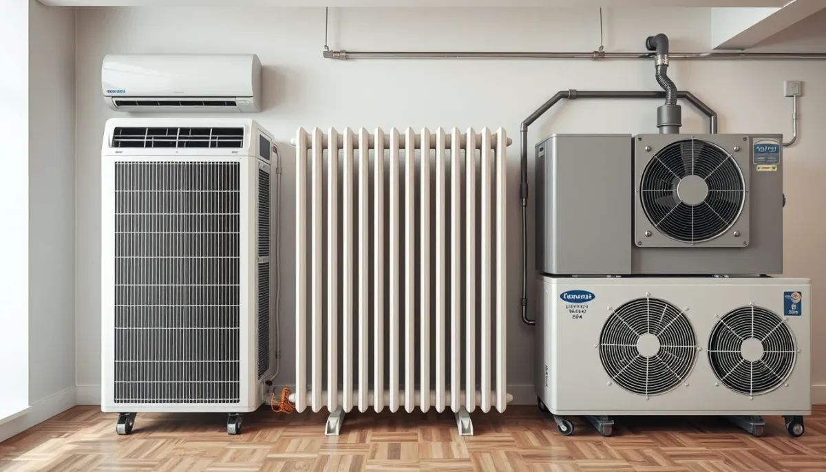 Comparatif visuel entre clim réversible, radiateur électrique et PAC air/eau