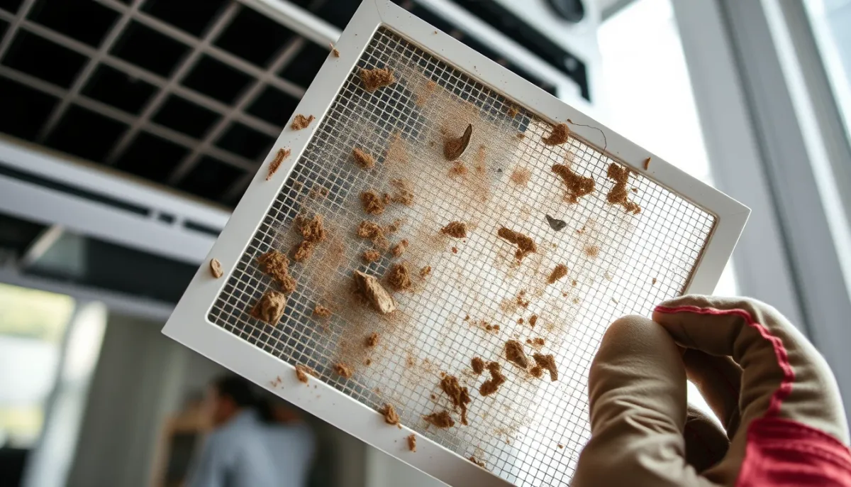 Filtre à air encrassé d'une climatisation réversible